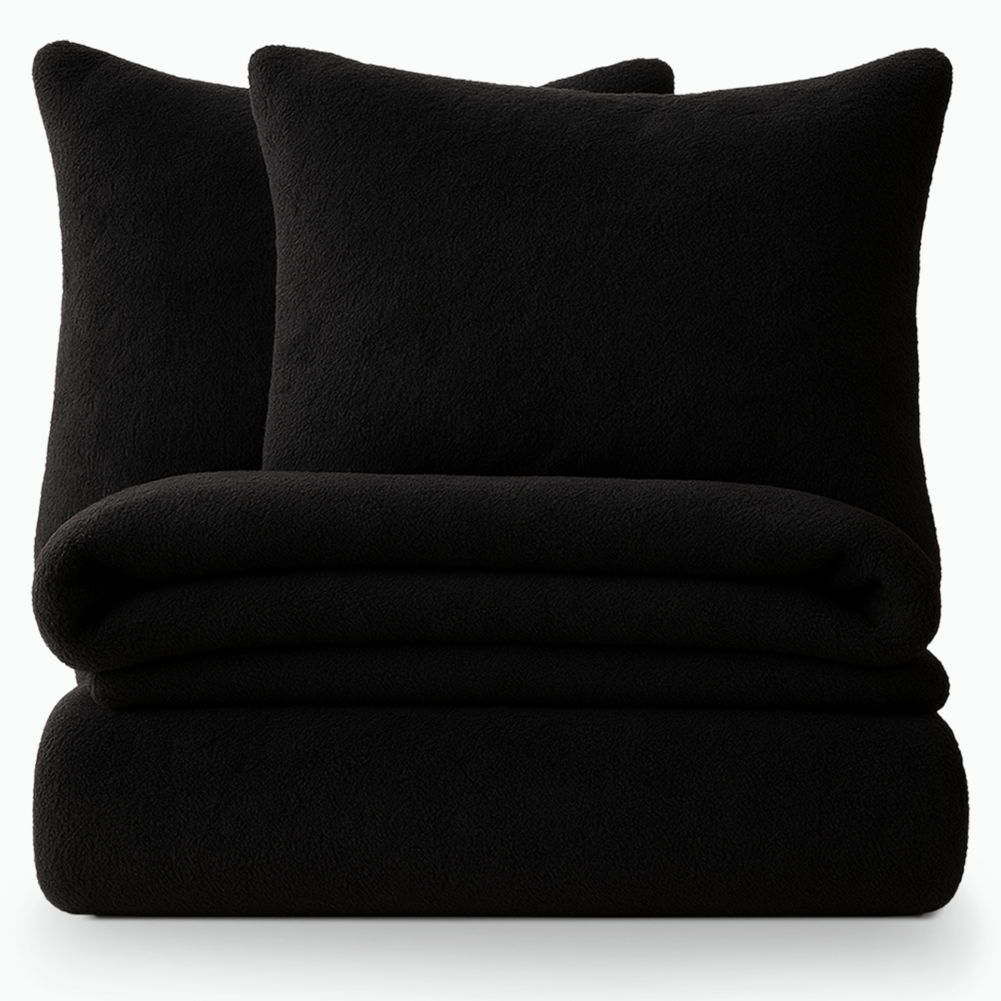 Teddy fleece dekbedovertrek - zwart - 2 kanten teddy