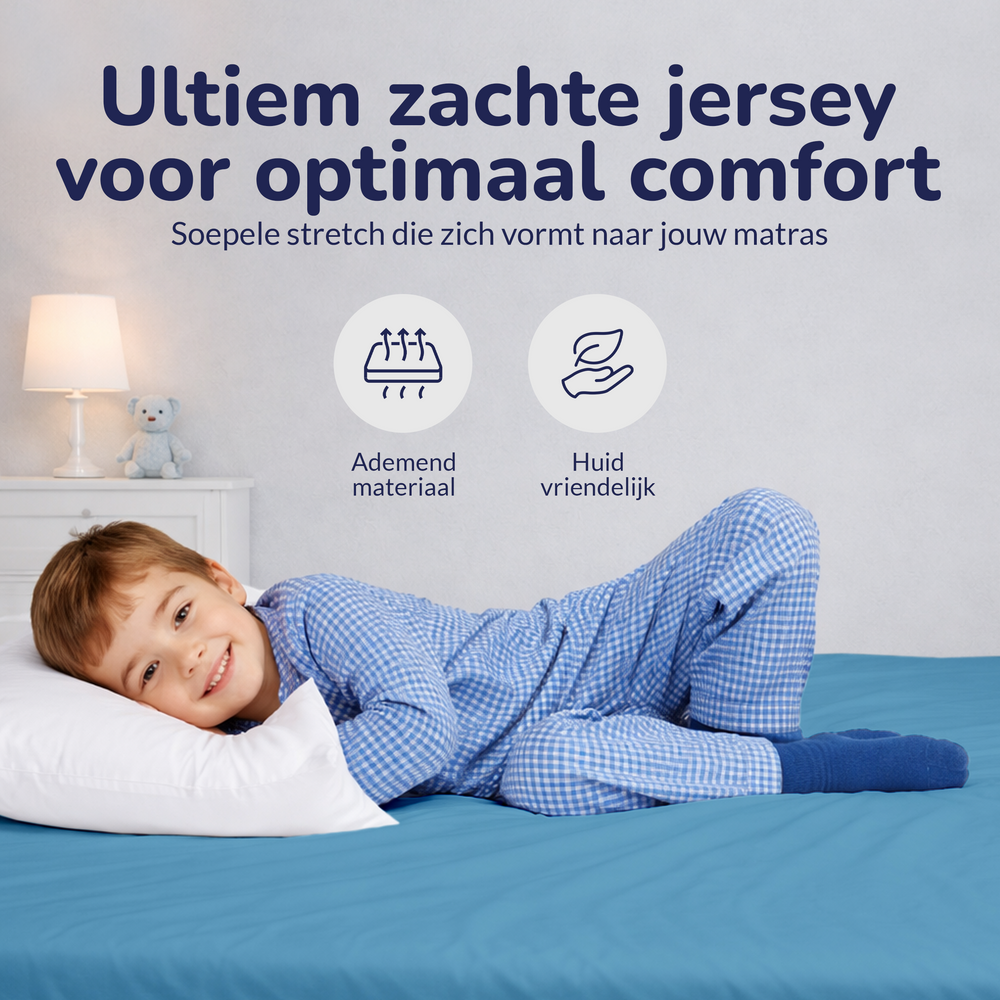 Decoware peuter hoeslaken - katoen - blauw - 70x150 cm