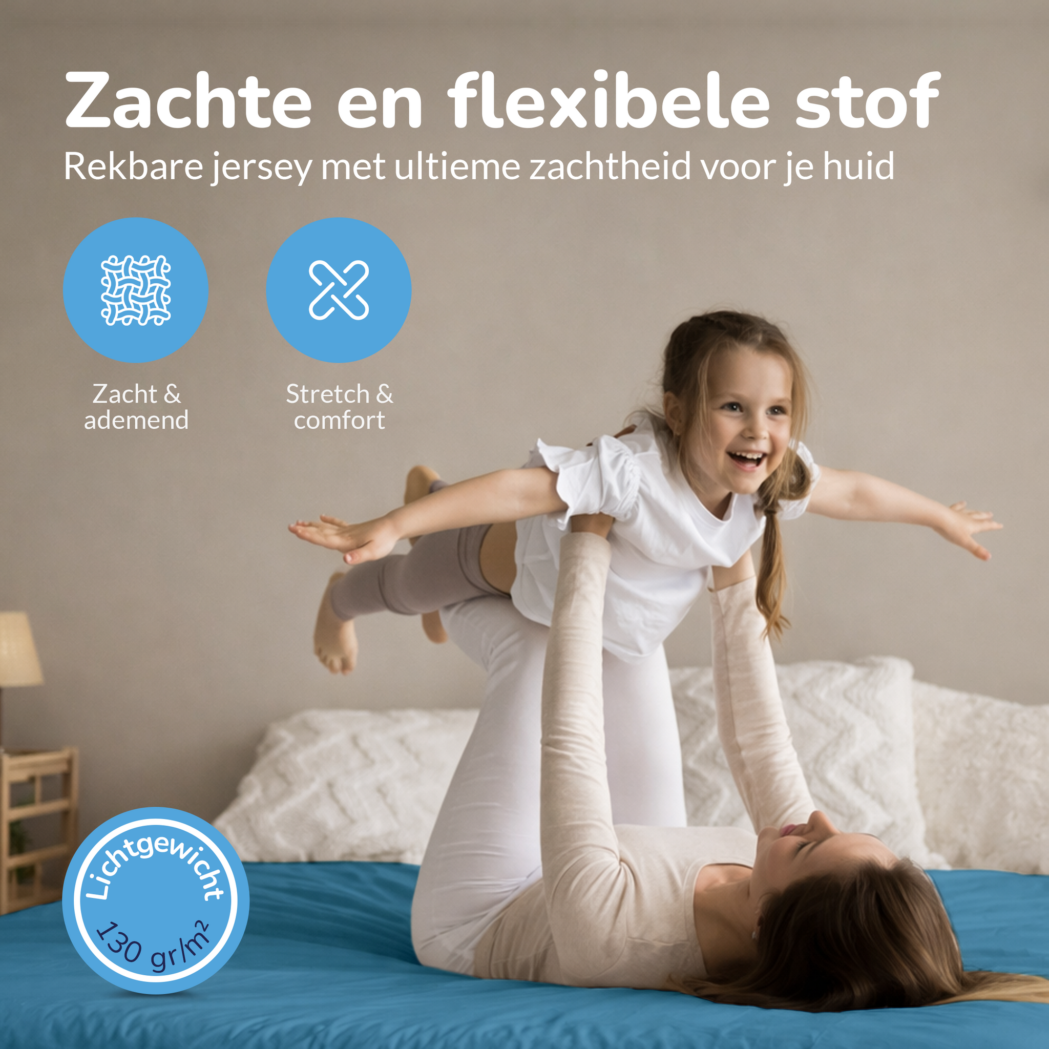 Decoware hoeslaken - katoen  - adria blauw