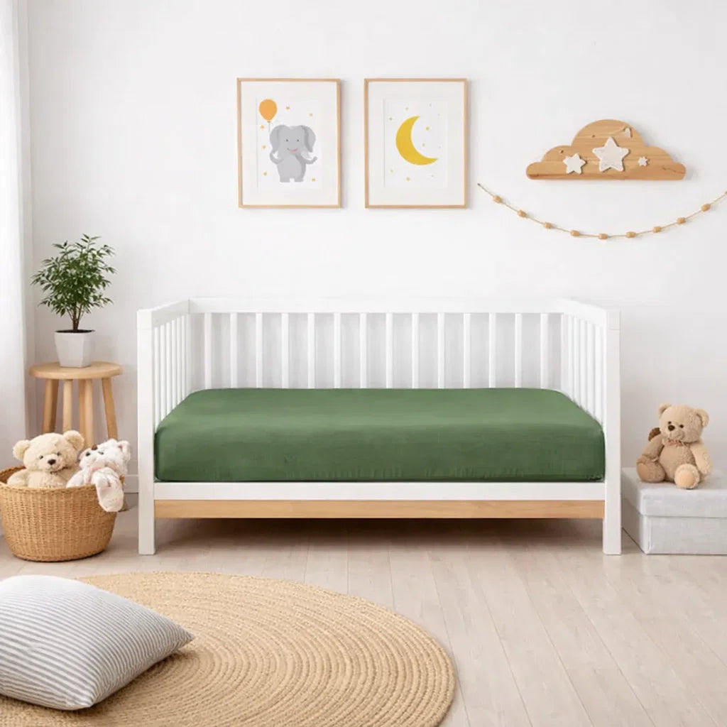 Decoware Baby hoeslaken - katoen - olijfgroen - 60x120 cm