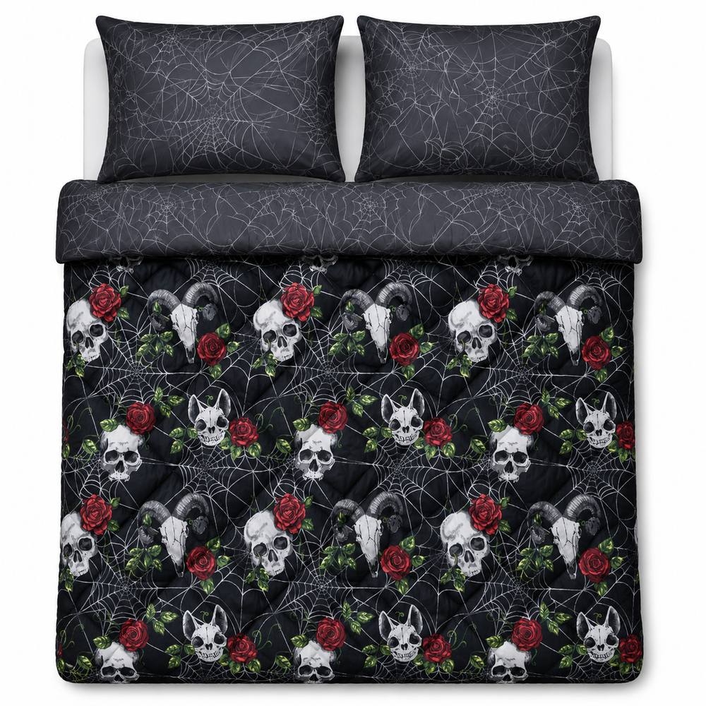 Decoware dekbed zonder overtrek incl. kussensloop Skulls & Roses - microvezel