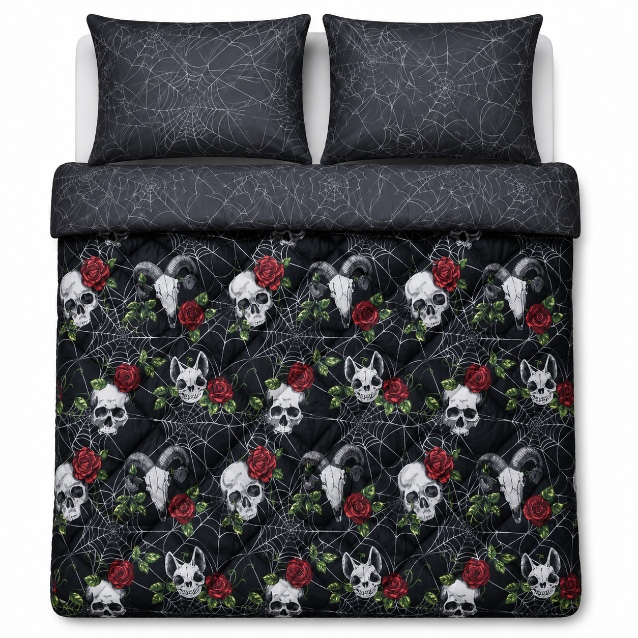 Decoware dekbed zonder overtrek incl. kussensloop Skulls & Roses - microvezel