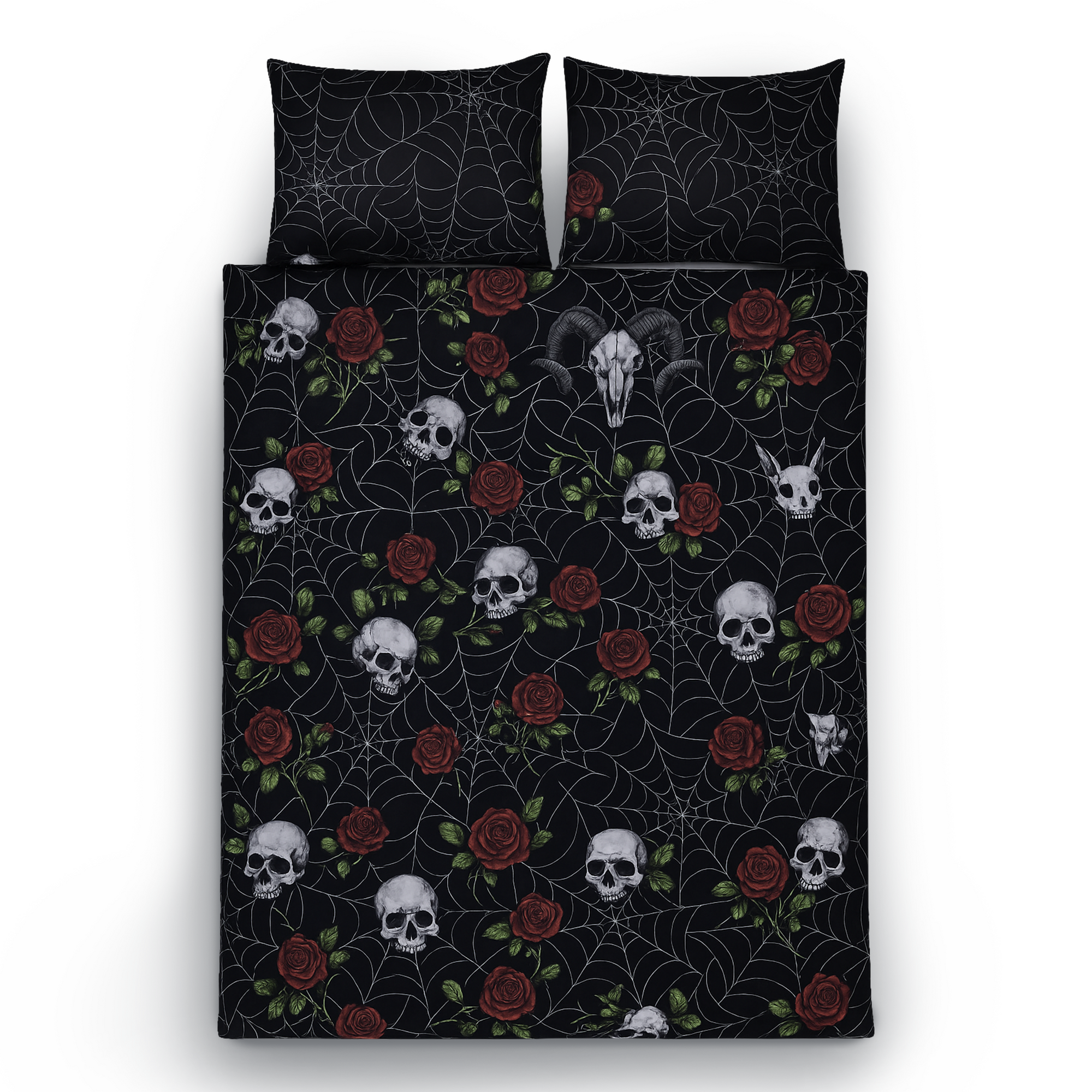 Decoware dekbed zonder overtrek inclusief kussensloop Skulls & Roses - microvezel