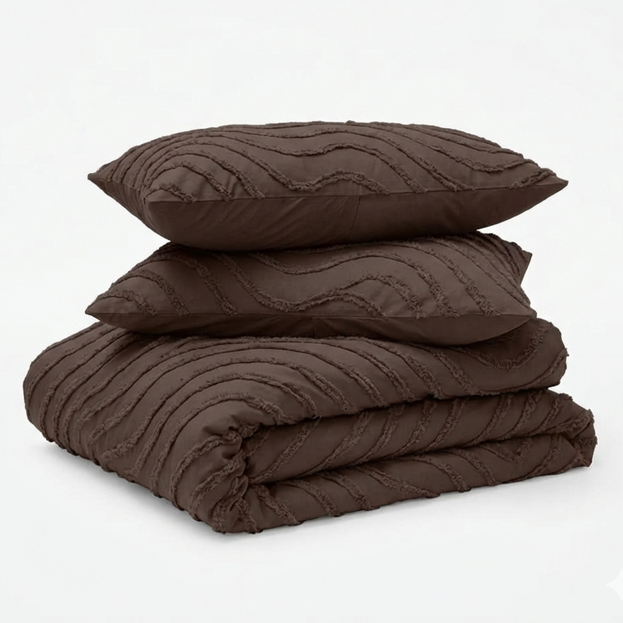 Decoware Eazsy dekbed zonder overtrek inclusief kussensloop - Tufted Waves - bruin