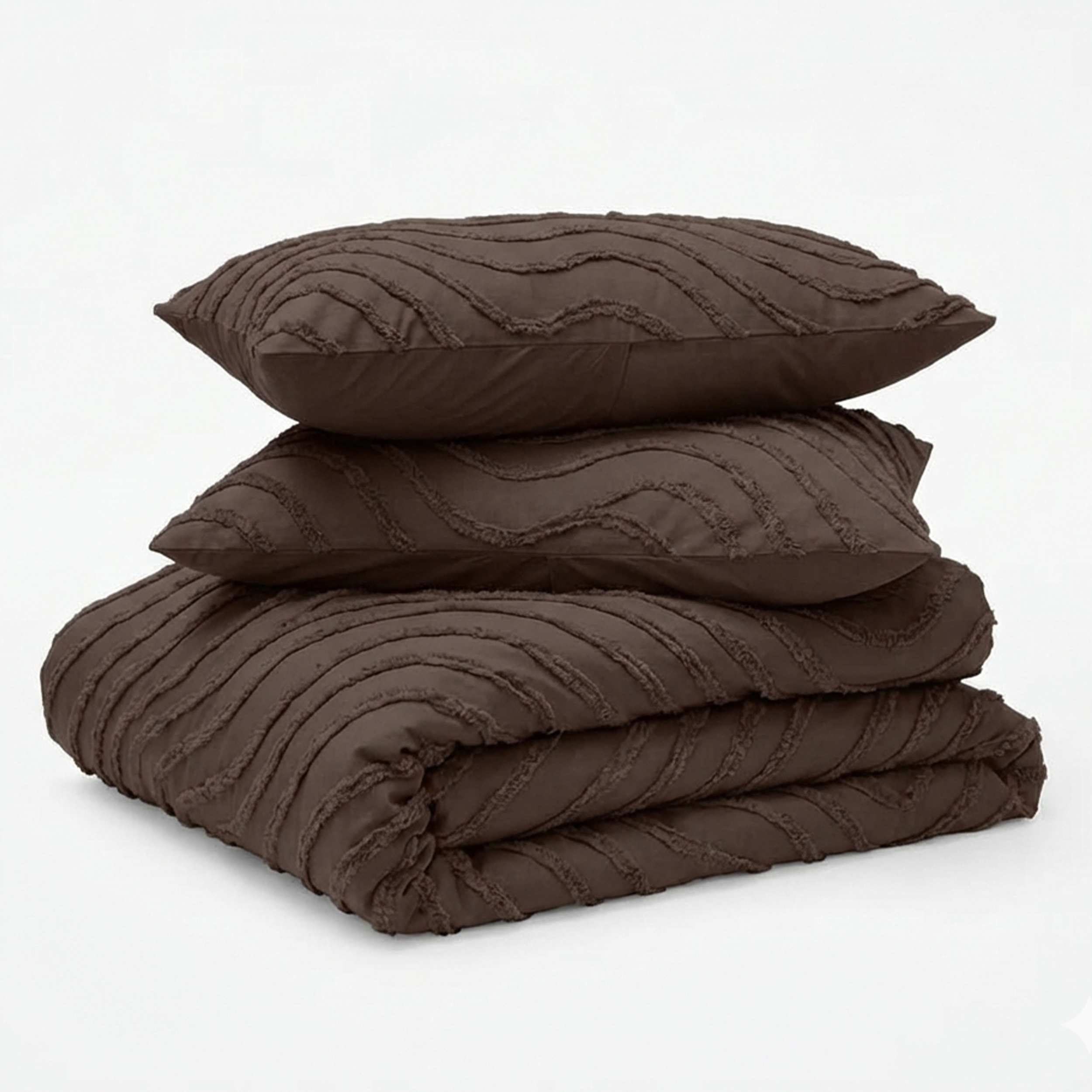 Decoware dekbed zonder overtrek inclusief kussensloop - Tufted Waves - bruin