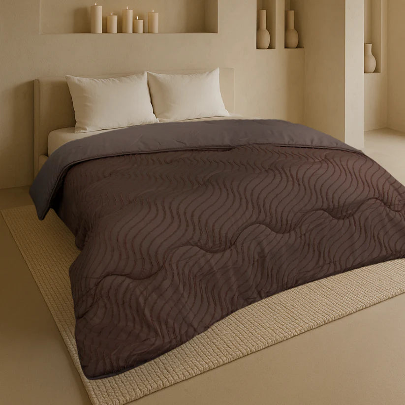 Decoware Eazsy dekbed zonder overtrek inclusief kussensloop - Tufted Waves - bruin
