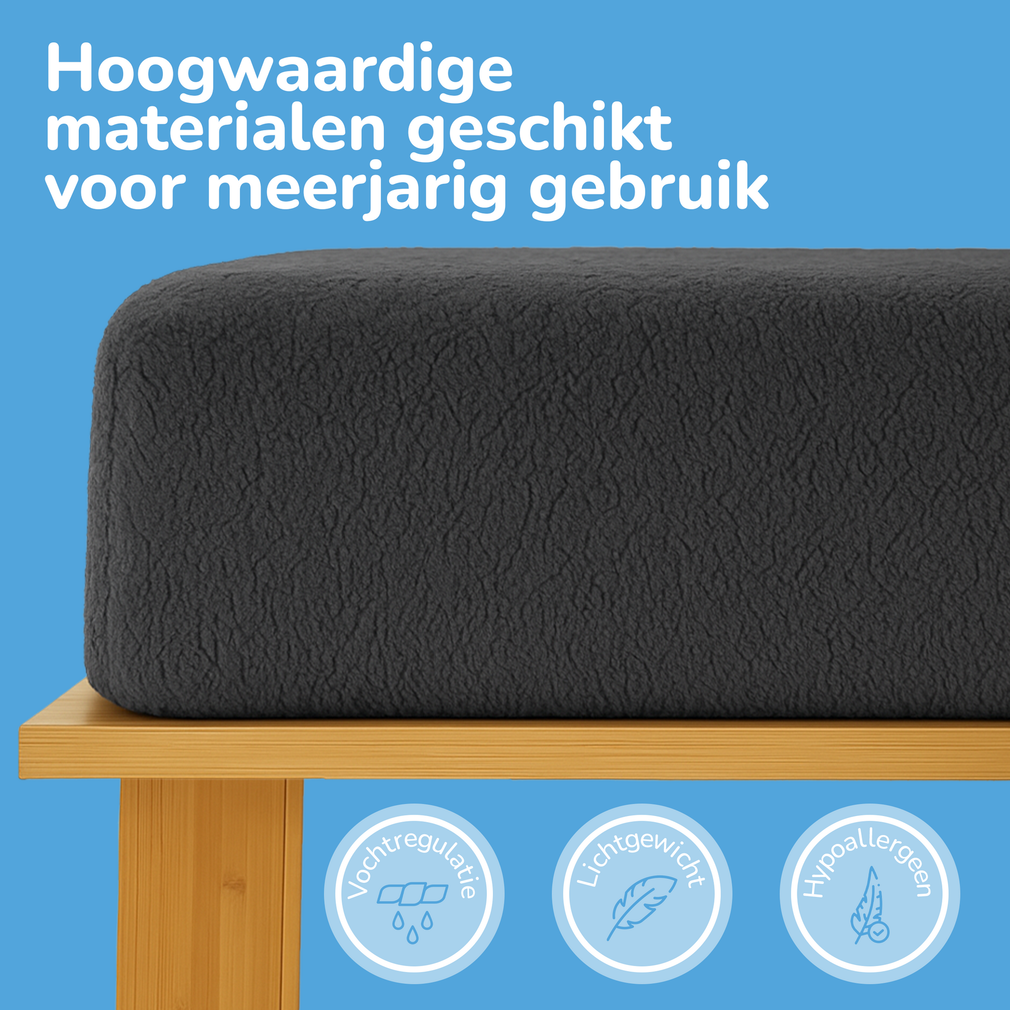 Teddy fleece hoeslaken - antraciet