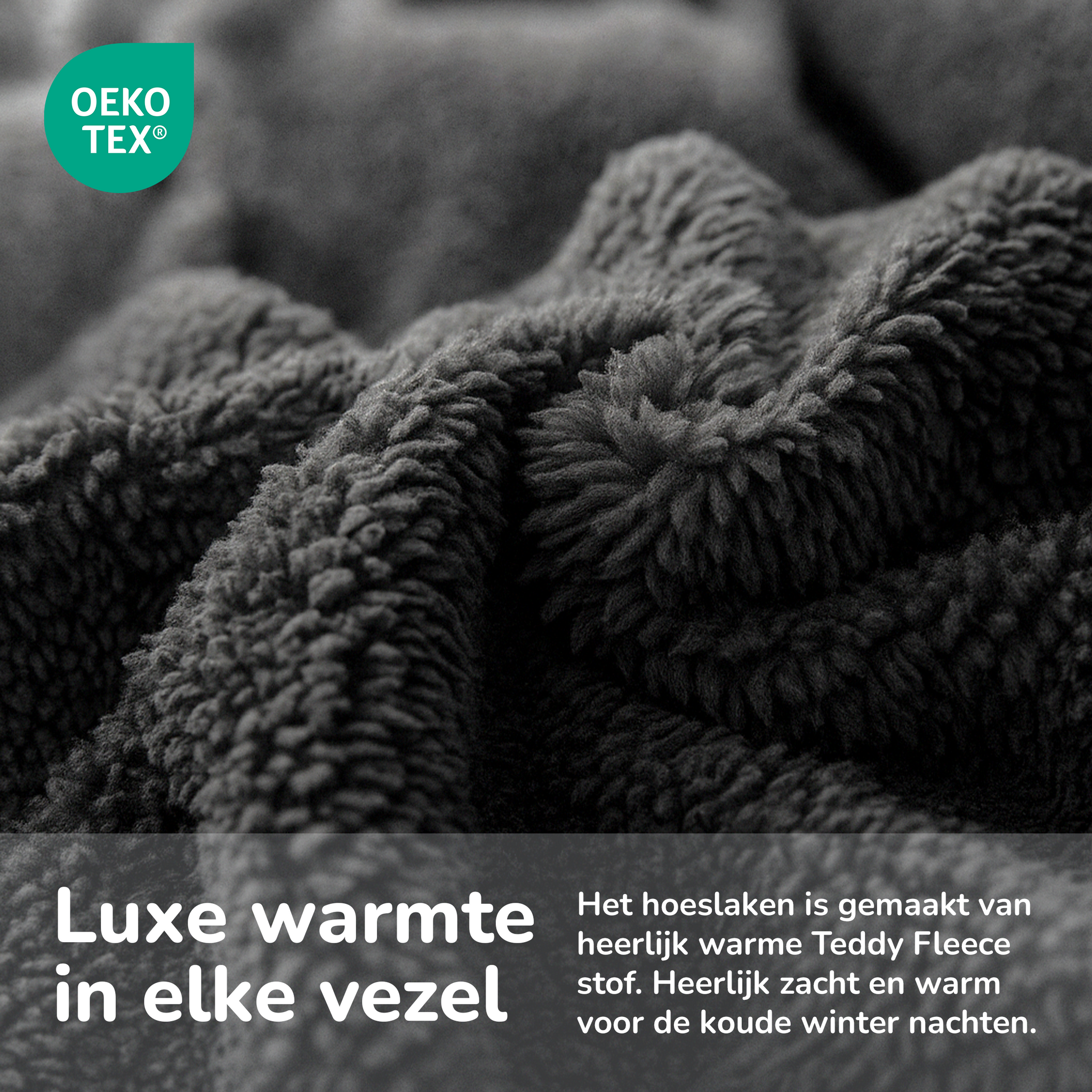 Teddy fleece hoeslaken - antraciet