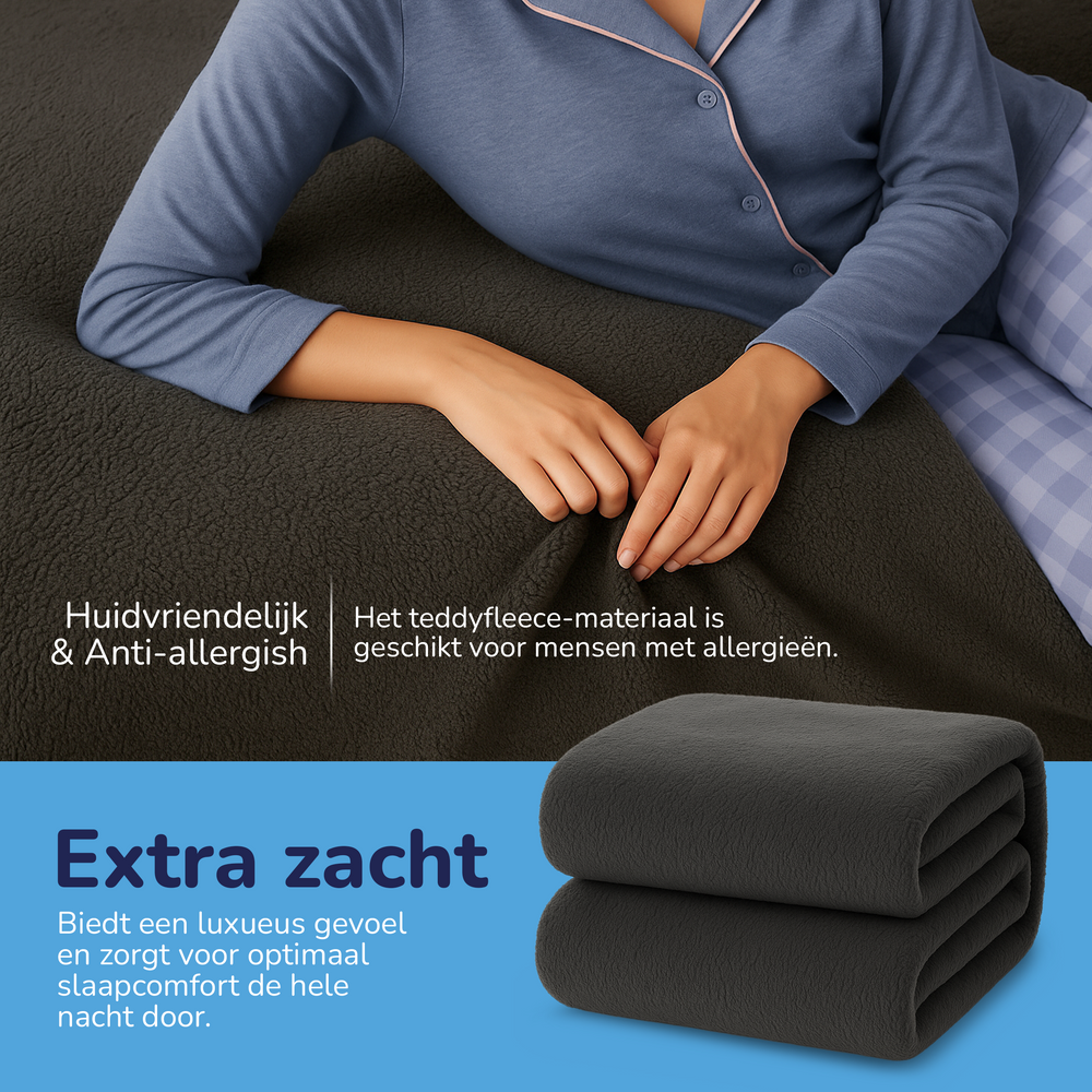 Teddy fleece hoeslaken - antraciet