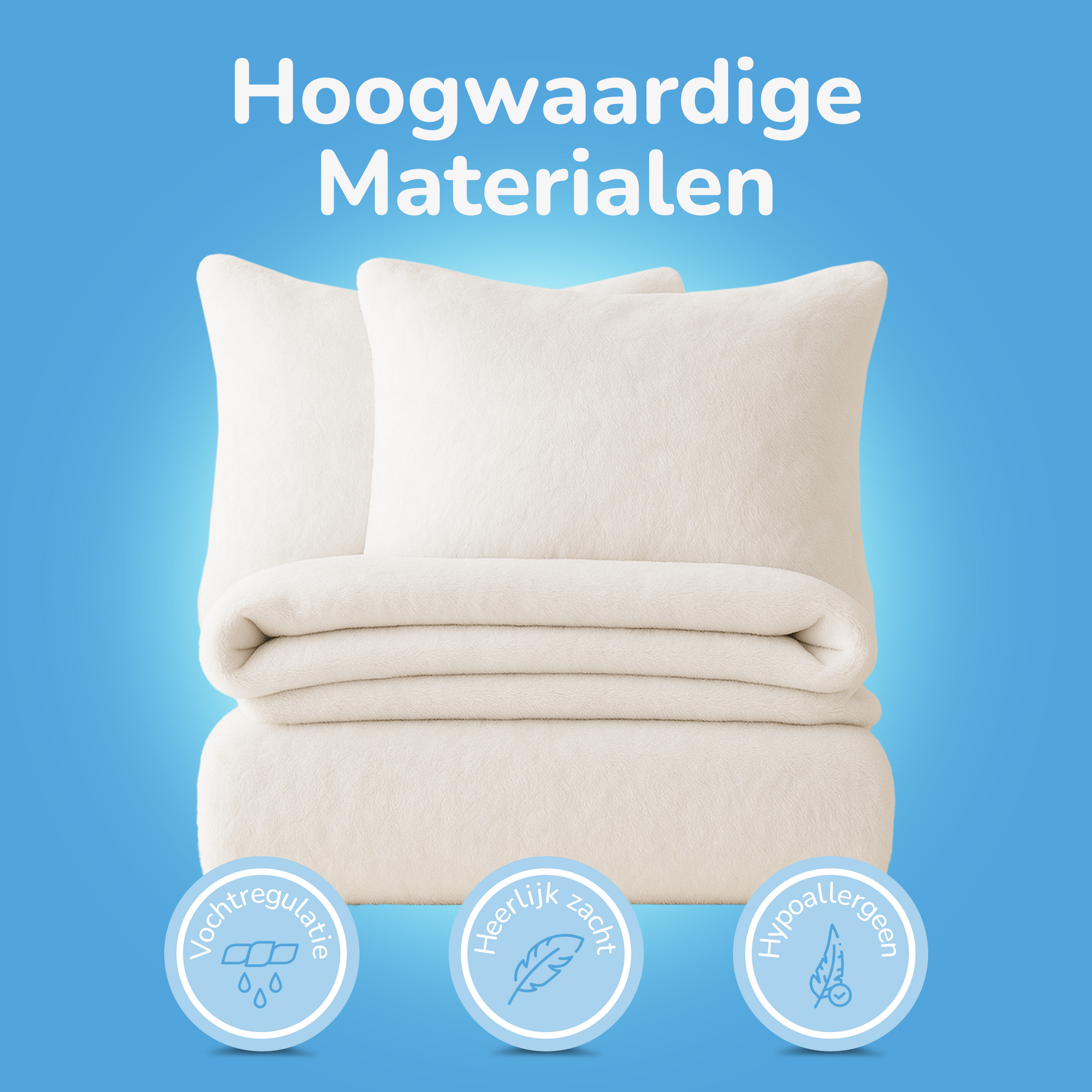 Teddy fleece dekbedovertrek - wit - 2 kanten teddy