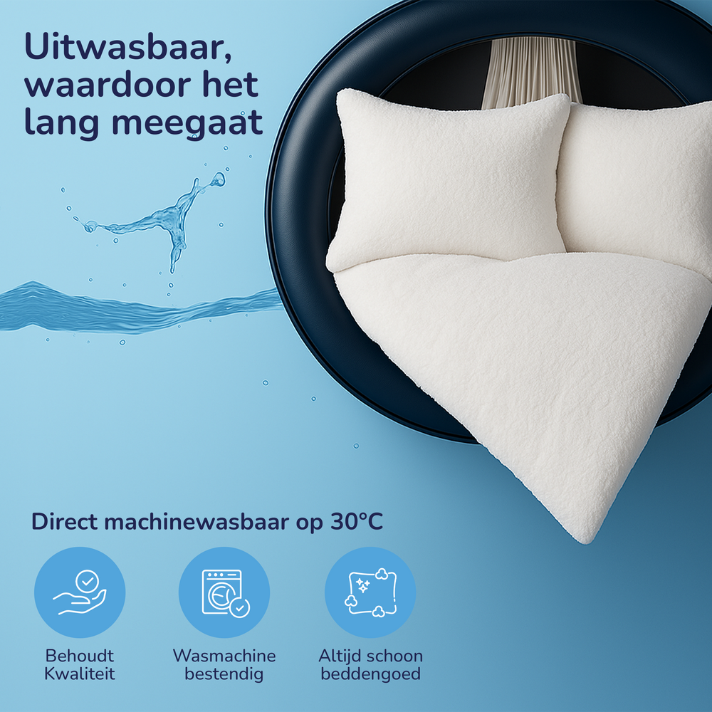 Teddy fleece dekbedovertrek - wit - 2 kanten teddy