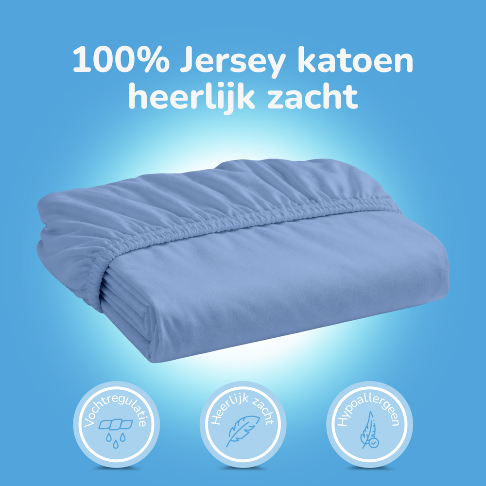 Decoware baby hoeslaken - jersey - blauw - 60x120 cm