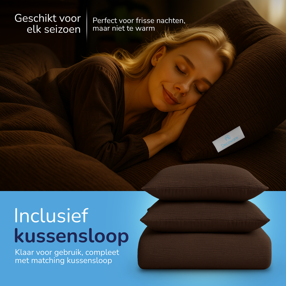 Decoware dekbed zonder overtrek incl. kussensloop - Mousseline - Bruin