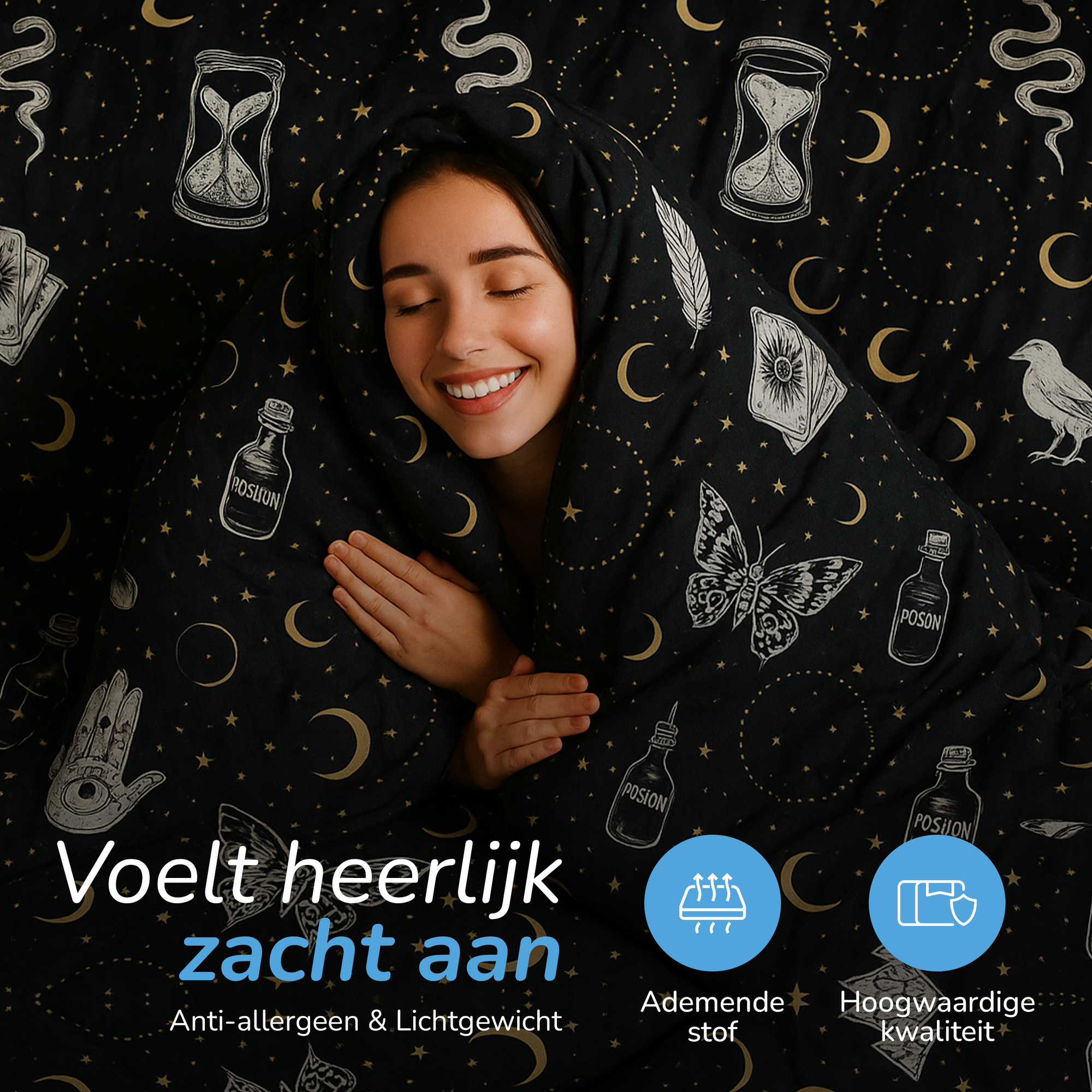 Decoware dekbed zonder overtrek inclusief kussensloop Gothic Magic - microvezel