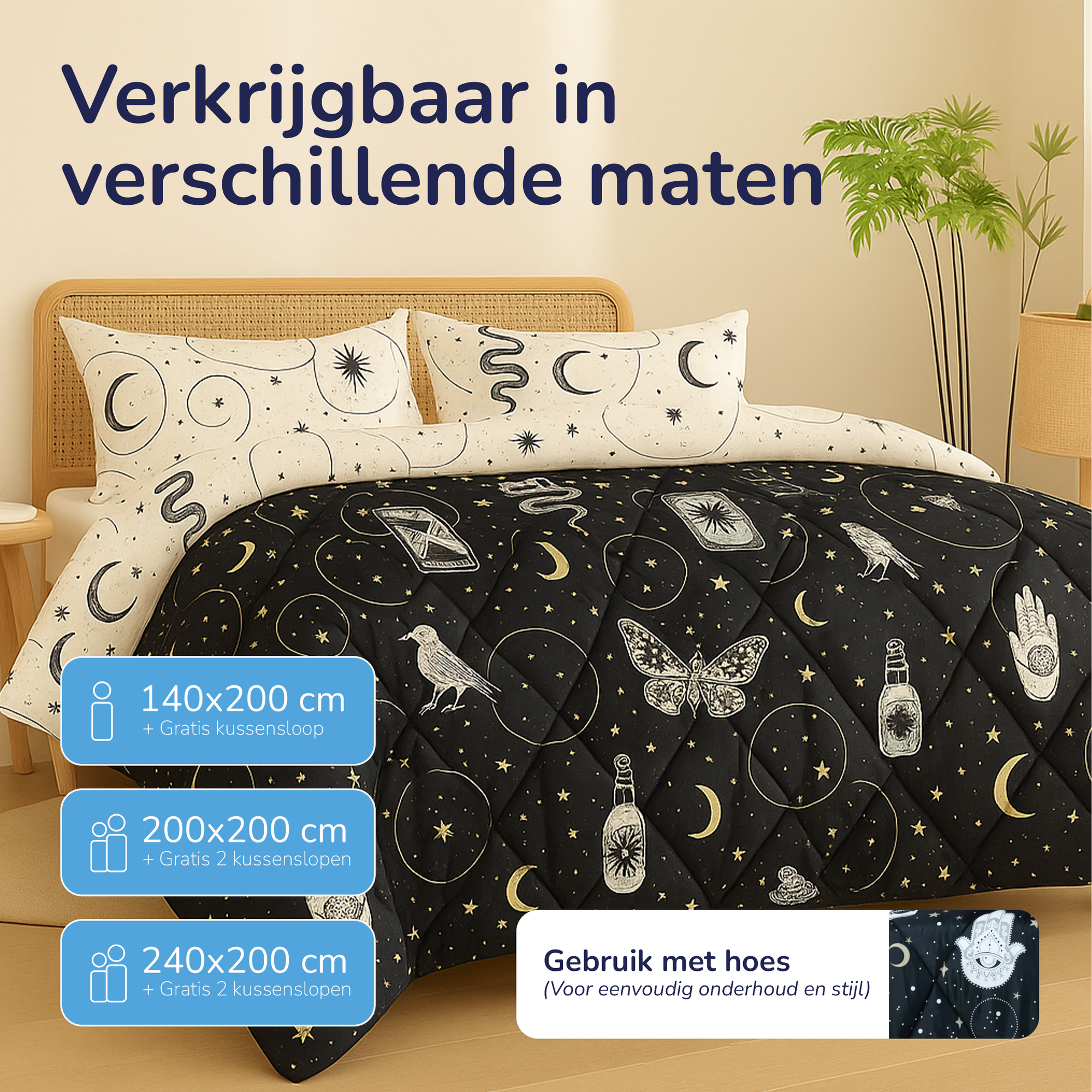 Decoware dekbed zonder overtrek inclusief kussensloop Gothic Magic - microvezel