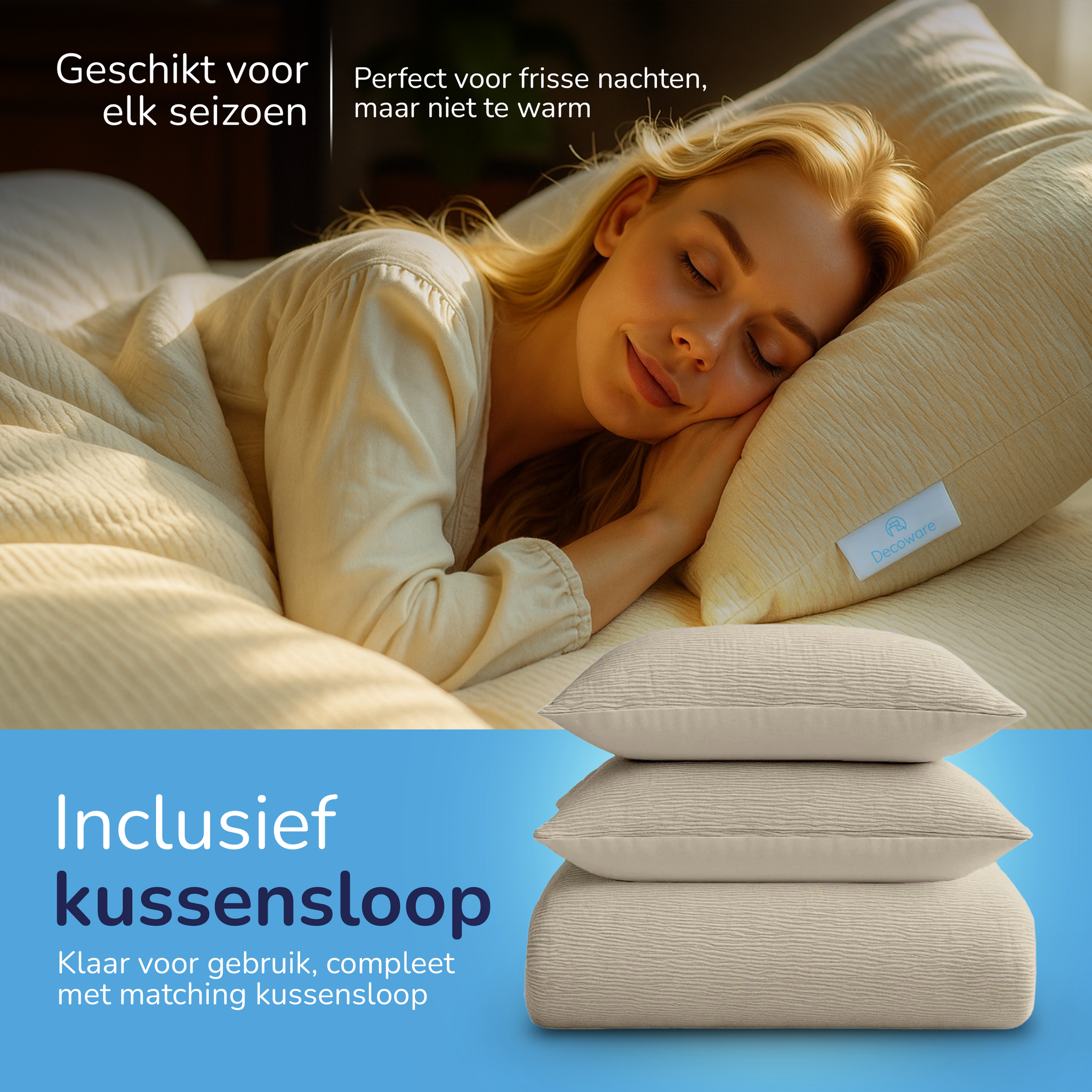 Decoware Easy dekbed zonder overtrek inclusief kussensloop - Mousseline - zand