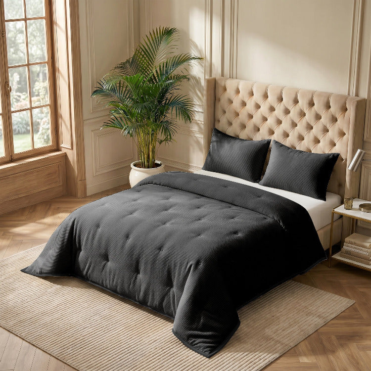 Decoware dekbed zonder overtrek incl. kussensloop - Corduroy - Antraciet - sfeerimpressie