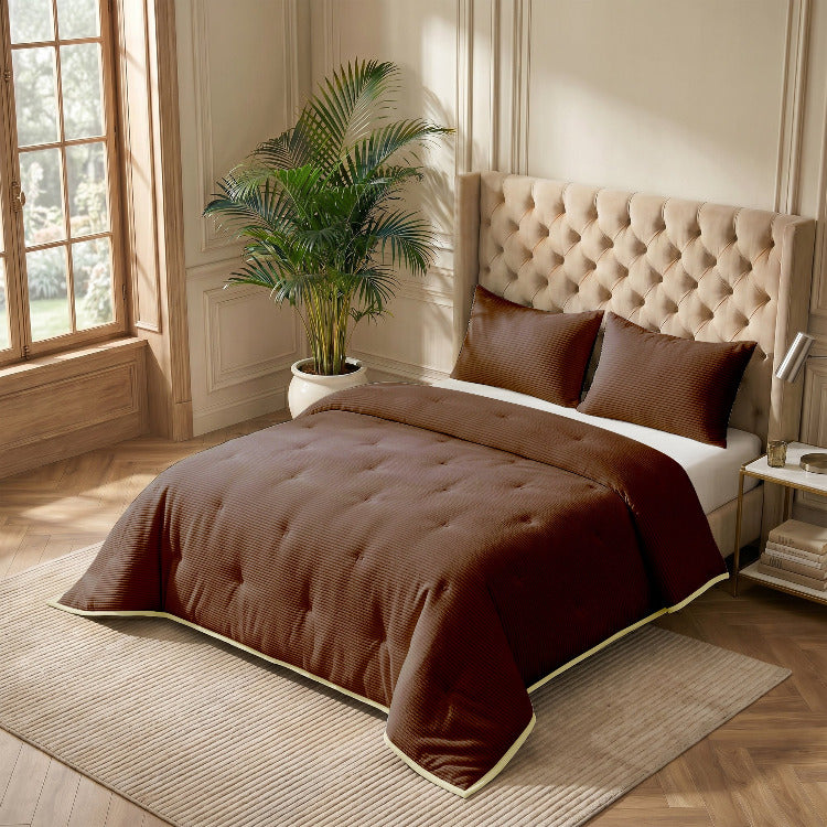 Decoware dekbed zonder overtrek incl. kussensloop - Corduroy - Bruin - sfeerimpressie