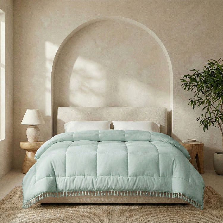 Decoware dekbed zonder overtrek incl. kussensloop - Lace trim - Groen - vooraanzicht