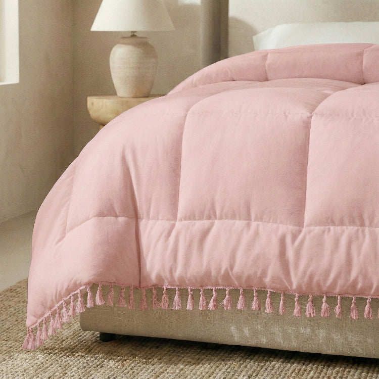 Decoware dekbed zonder overtrek incl. kussensloop - Lace trim - Roze - franjes