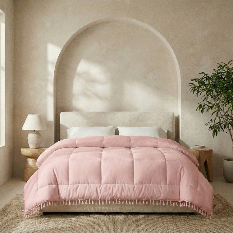 Decoware dekbed zonder overtrek incl. kussensloop - Lace trim - Roze - vooraanzicht