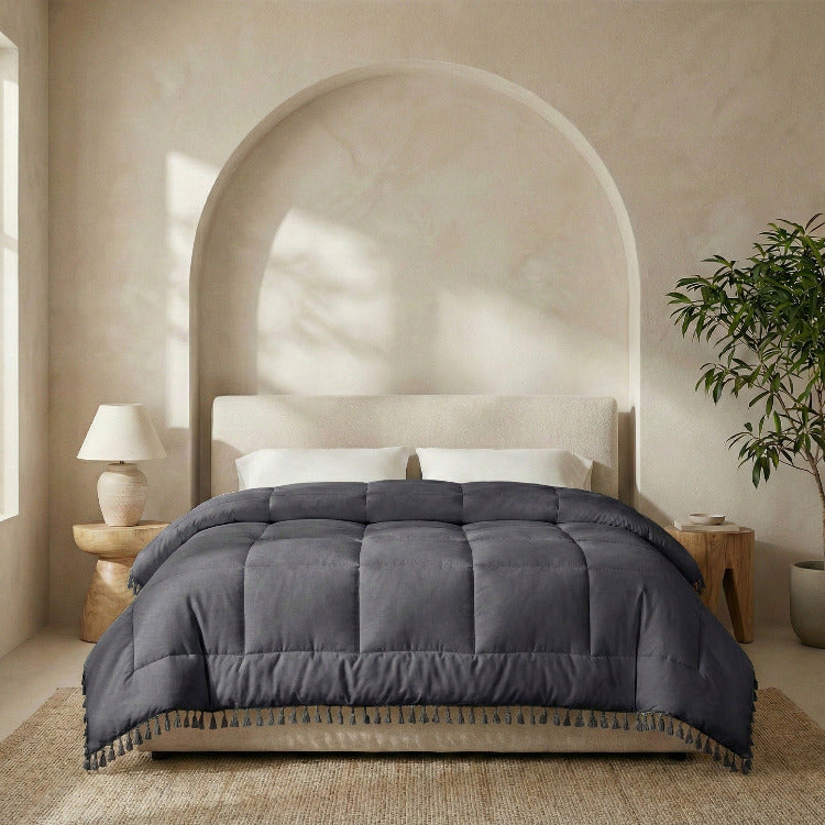 Decoware dekbed zonder overtrek incl. kussensloop - Lace trim - Zwart - vooraanzicht