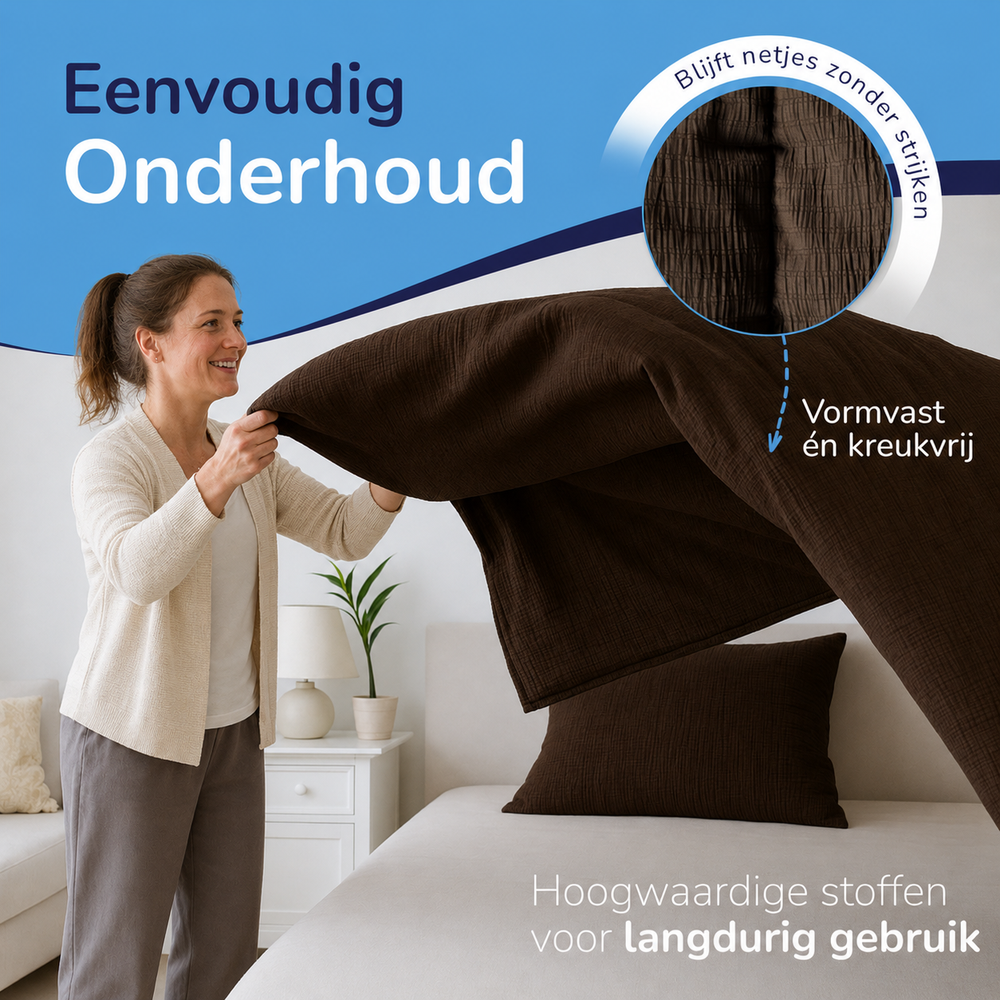 Decoware dekbed zonder overtrek incl. kussensloop - Mousseline - Bruin - eenvoudig onderhoud