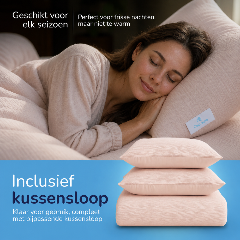 Decoware dekbed zonder overtrek incl. kussensloop - Mousseline - Roze - inclusief sloop