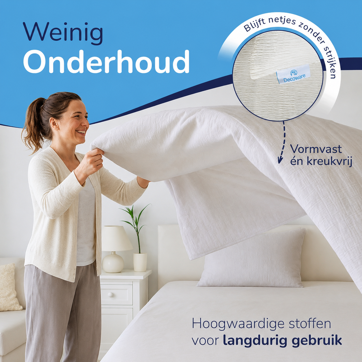 Decoware dekbed zonder overtrek incl. kussensloop - Mousseline - off white - weinig onderhoud