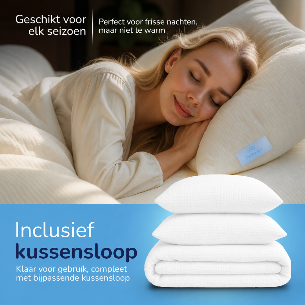 Decoware dekbed zonder overtrek incl. kussensloop - Mousseline - wit - inclusief kussensloop