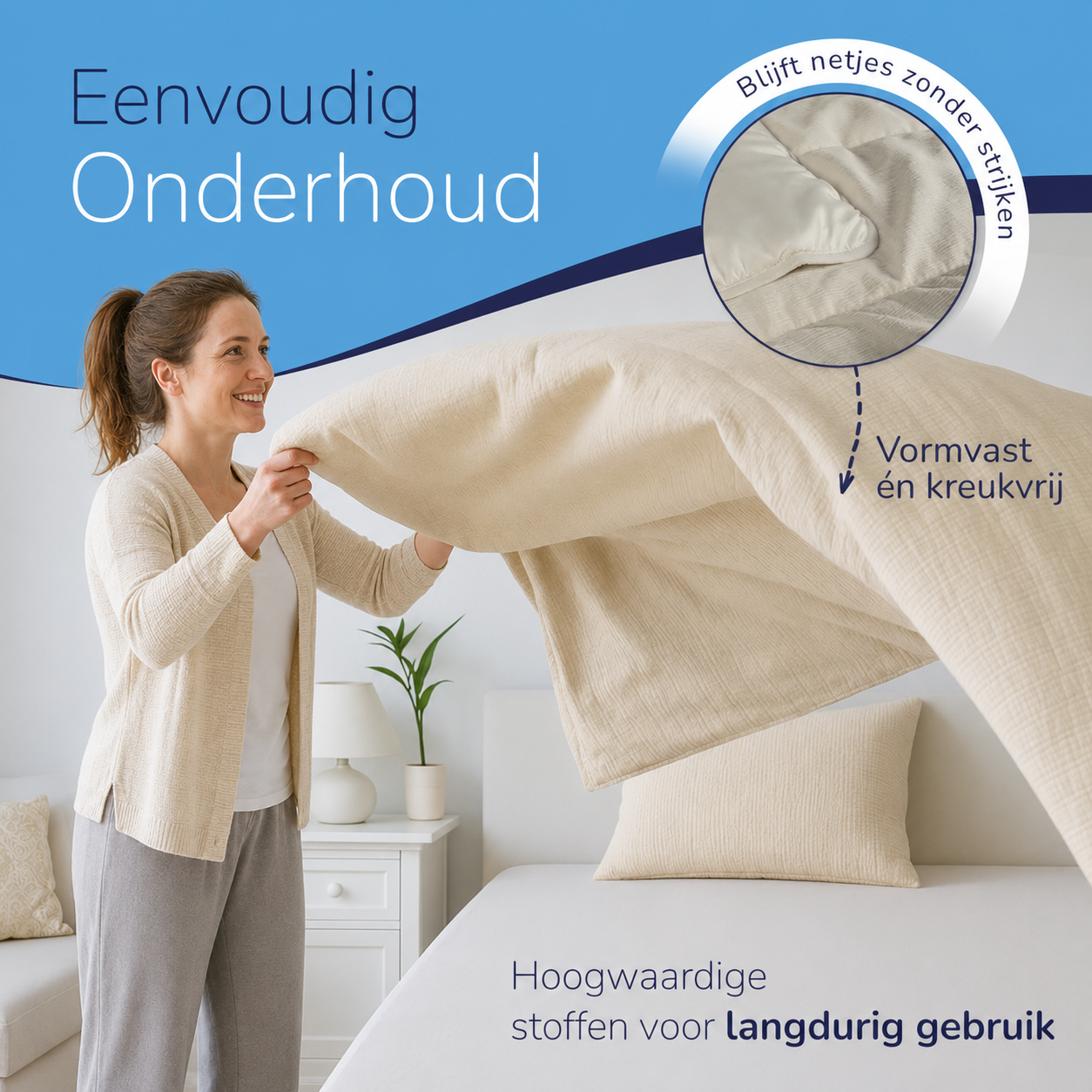 Decoware dekbed zonder overtrek incl. kussensloop - Mousseline - zand - onderhoud