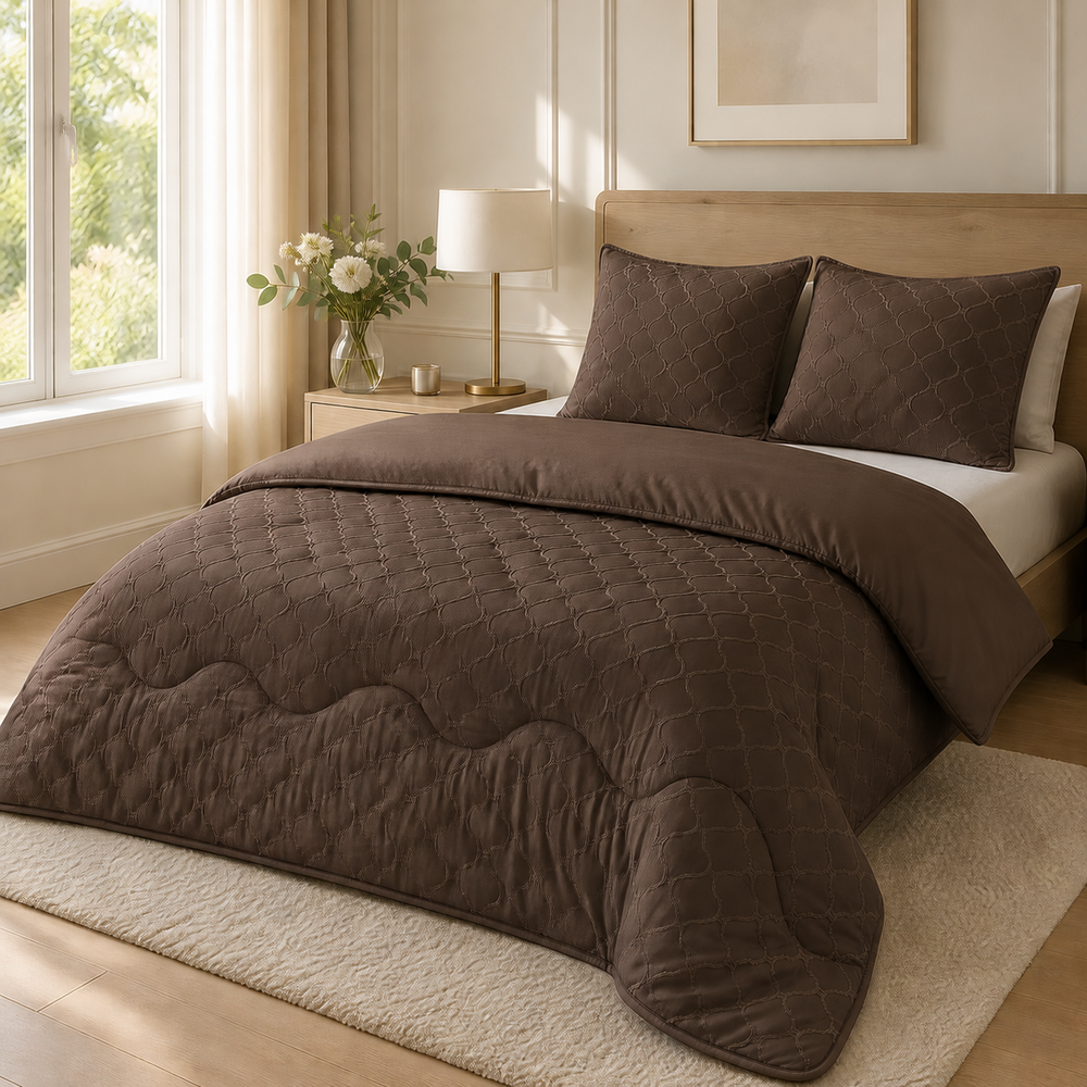 Decoware dekbed zonder overtrek incl. kussensloop - Tufted Curve - Bruin