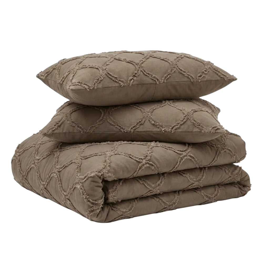 Decoware dekbed zonder overtrek incl. kussensloop - Tufted Curve - taupe