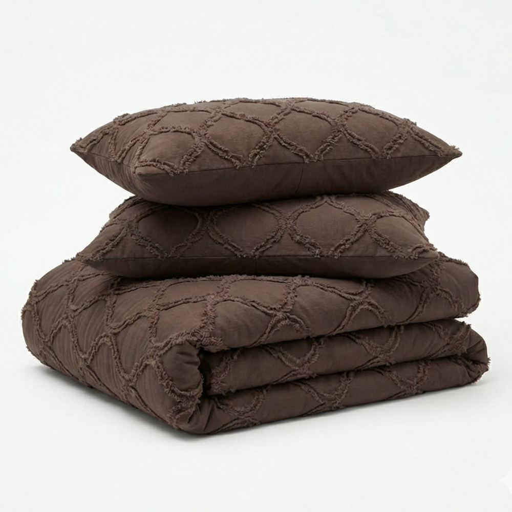 Decoware dekbed zonder overtrek incl. kussensloop - Tufted Curve - bruin