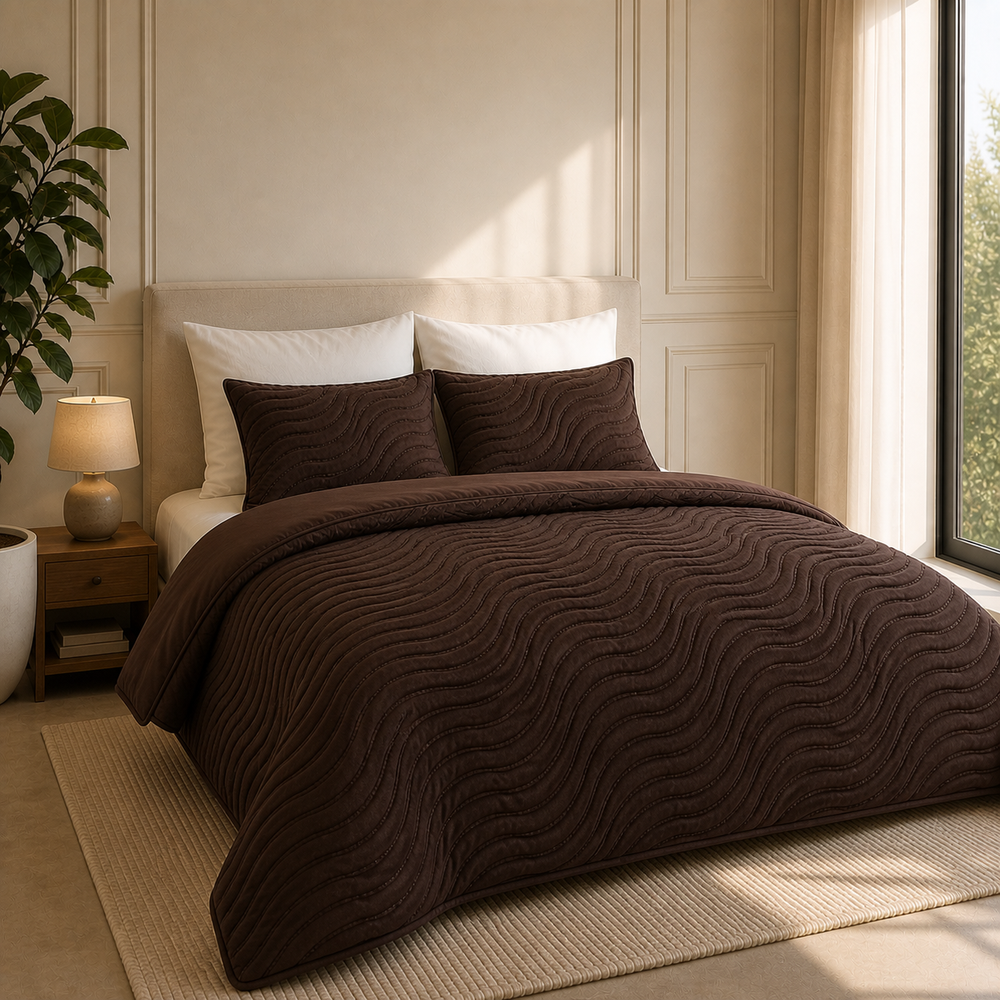 Decoware dekbed zonder overtrek incl. kussensloop - Tufted Waves - bruin