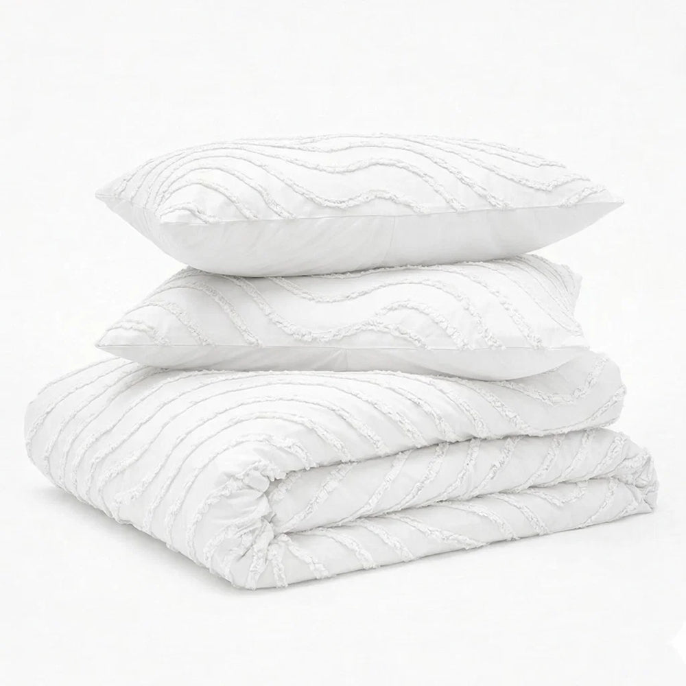 Decoware dekbed zonder overtrek incl. kussensloop - Tufted Waves - off white