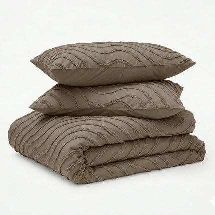 Decoware dekbed zonder overtrek incl. kussensloop - Tufted Curve - taupe