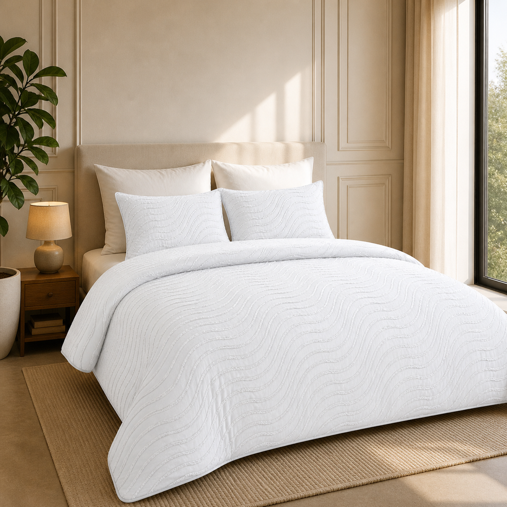 Decoware dekbed zonder overtrek incl. kussensloop - Tufted Waves - off white
