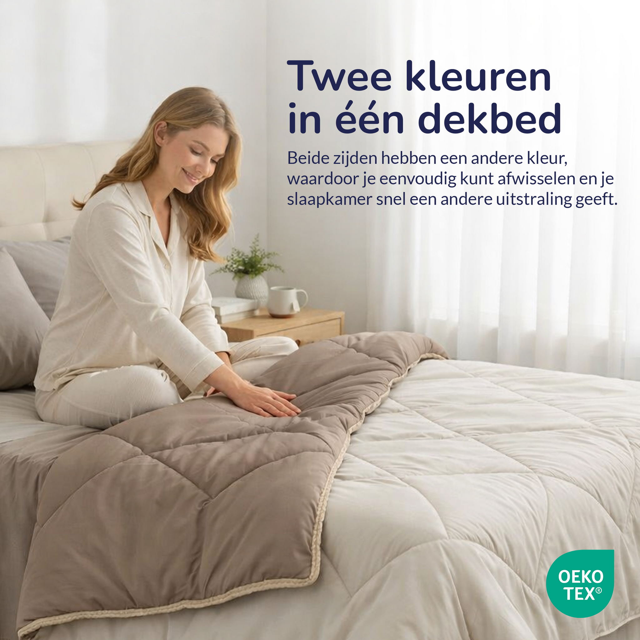 Decoware dekbed zonder overtrek incl. kussensloop -  crème/taupe