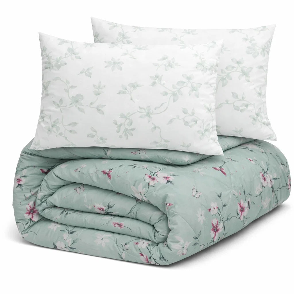 Decoware dekbed zonder overtrek inclusief kussensloop Hummingbird groen - microvezel - 300gsm