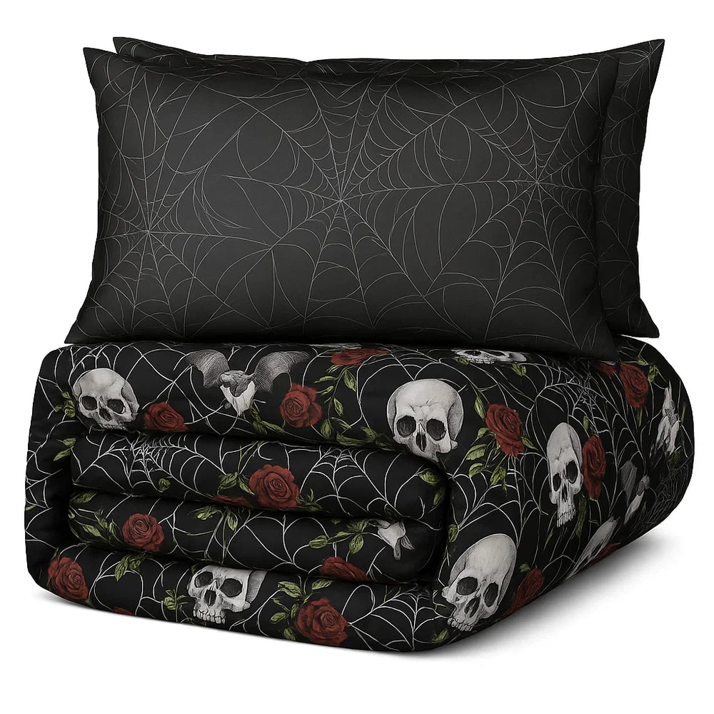 Decoware dekbed zonder overtrek incl. kussensloop Skulls & Roses - microvezel