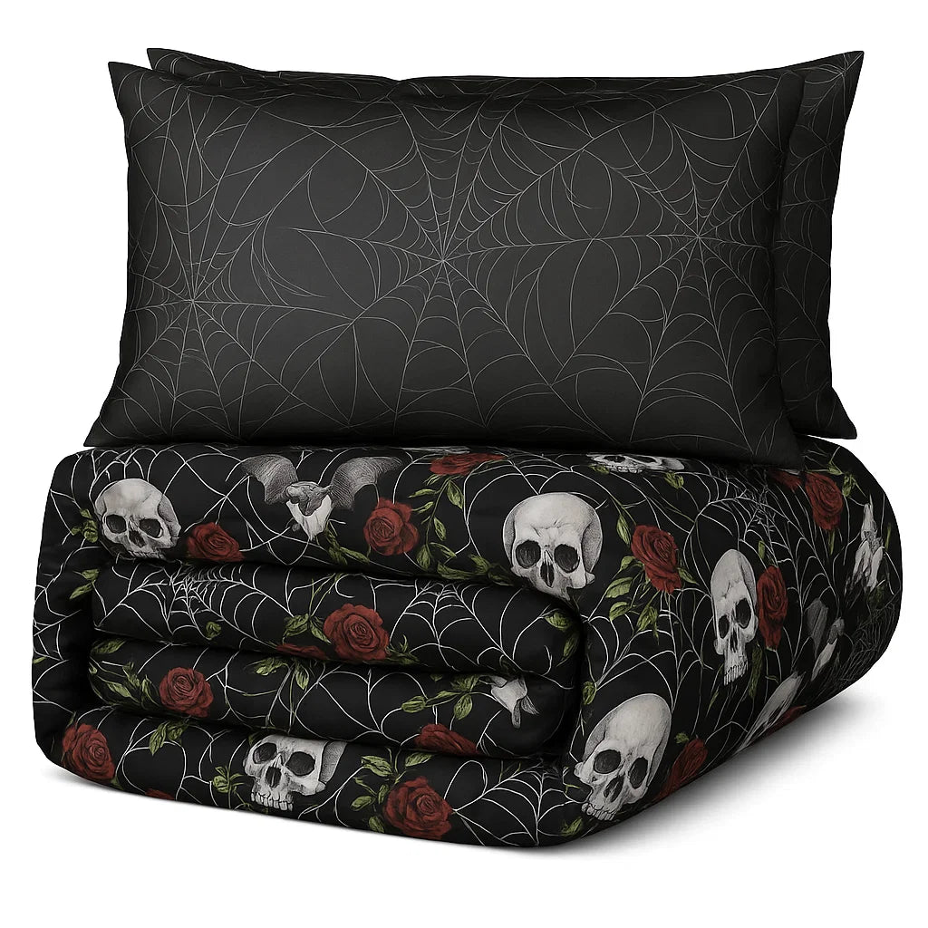 Decoware dekbed zonder overtrek inclusief kussensloop Skulls & Roses - microvezel