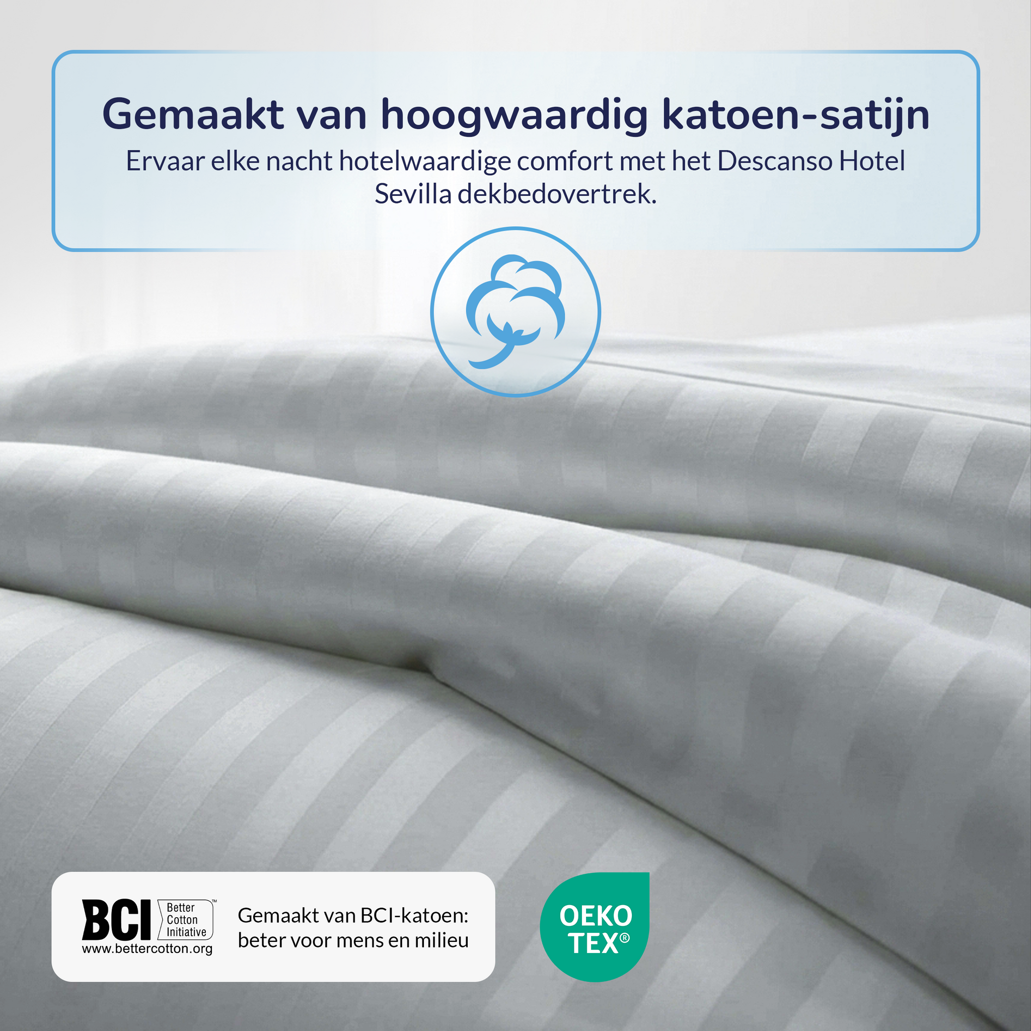 Decoware dekbedovertrek Hotelstreep - Grijs - Katoensatijn