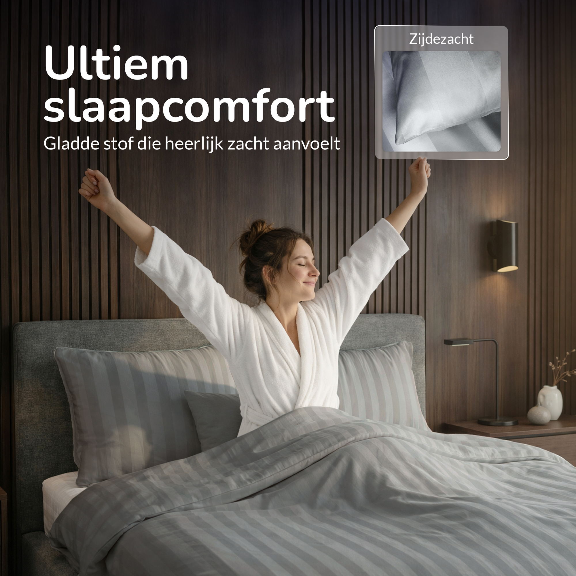 Decoware dekbedovertrek Hotelstreep - Grijs - Katoensatijn