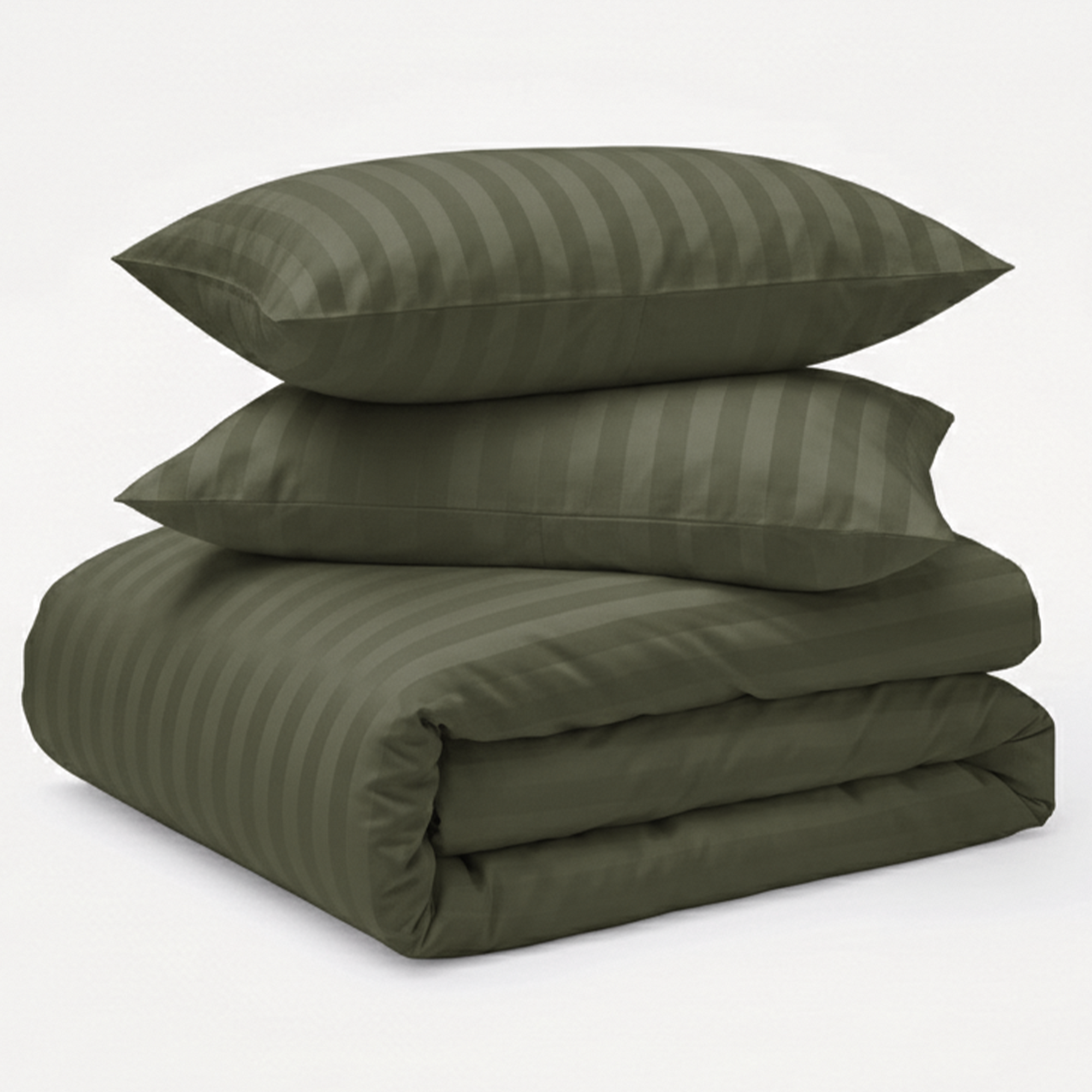 Decoware dekbedovertrek Hotelstreep - Groen - Katoensatijn