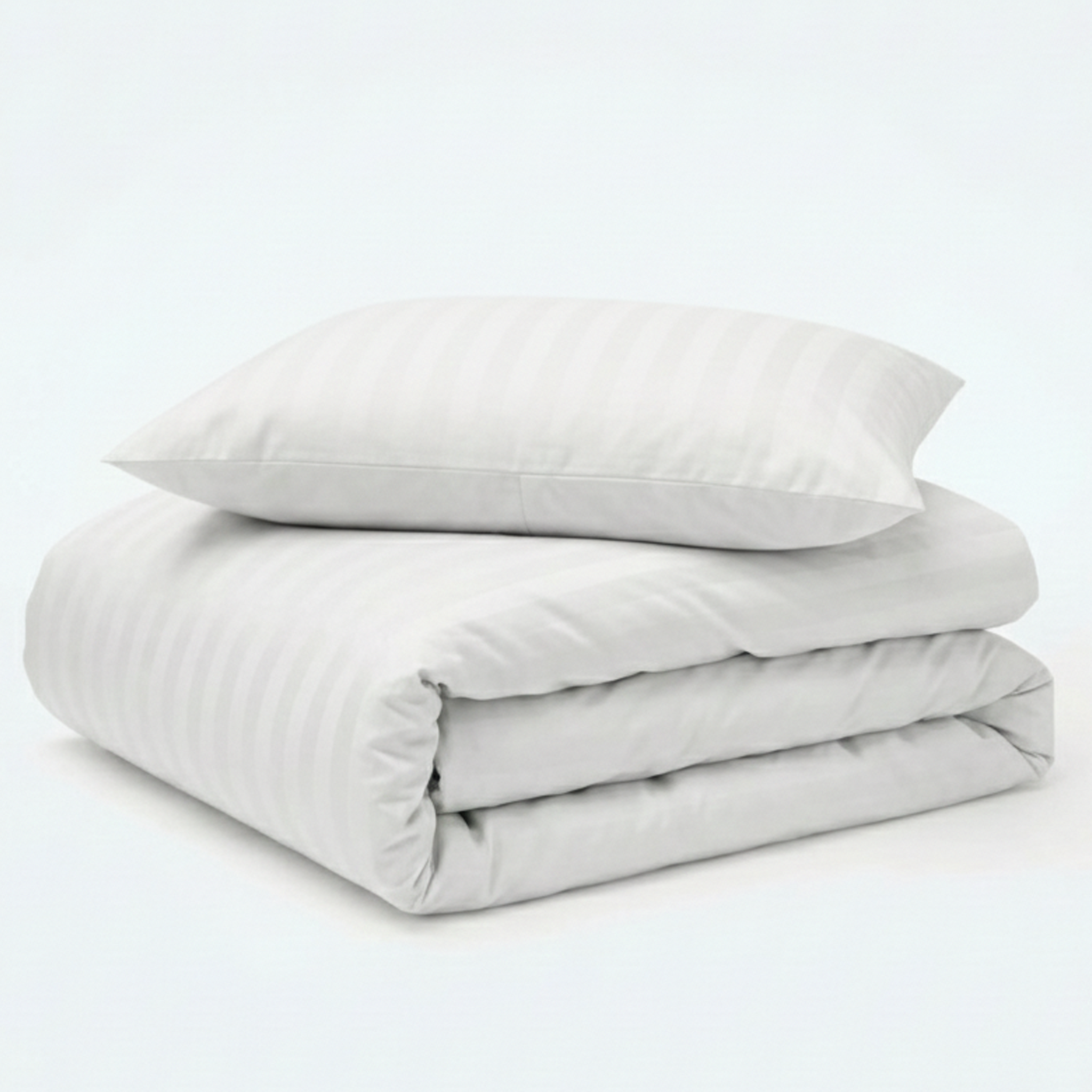 Decoware peuterbed dekbedovertrek Hotelstreep - Wit - katoen satijn - 120x150 + 60x70 cm