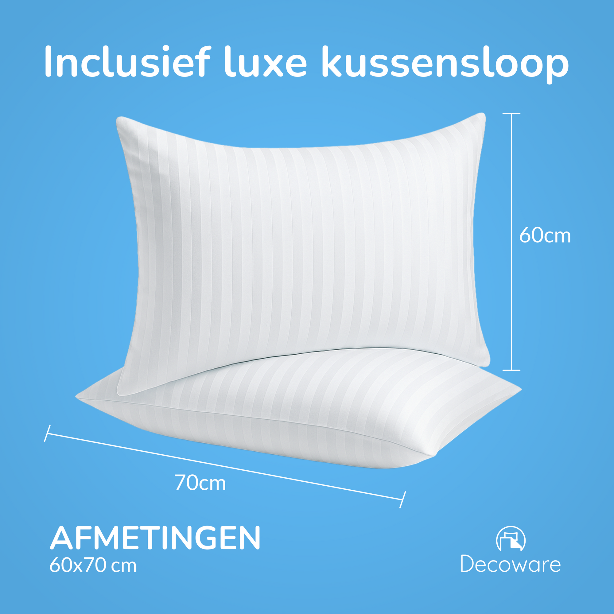 Decoware peuterbed dekbedovertrek Hotelstreep - Wit - katoen satijn - 120x150 + 60x70 cm