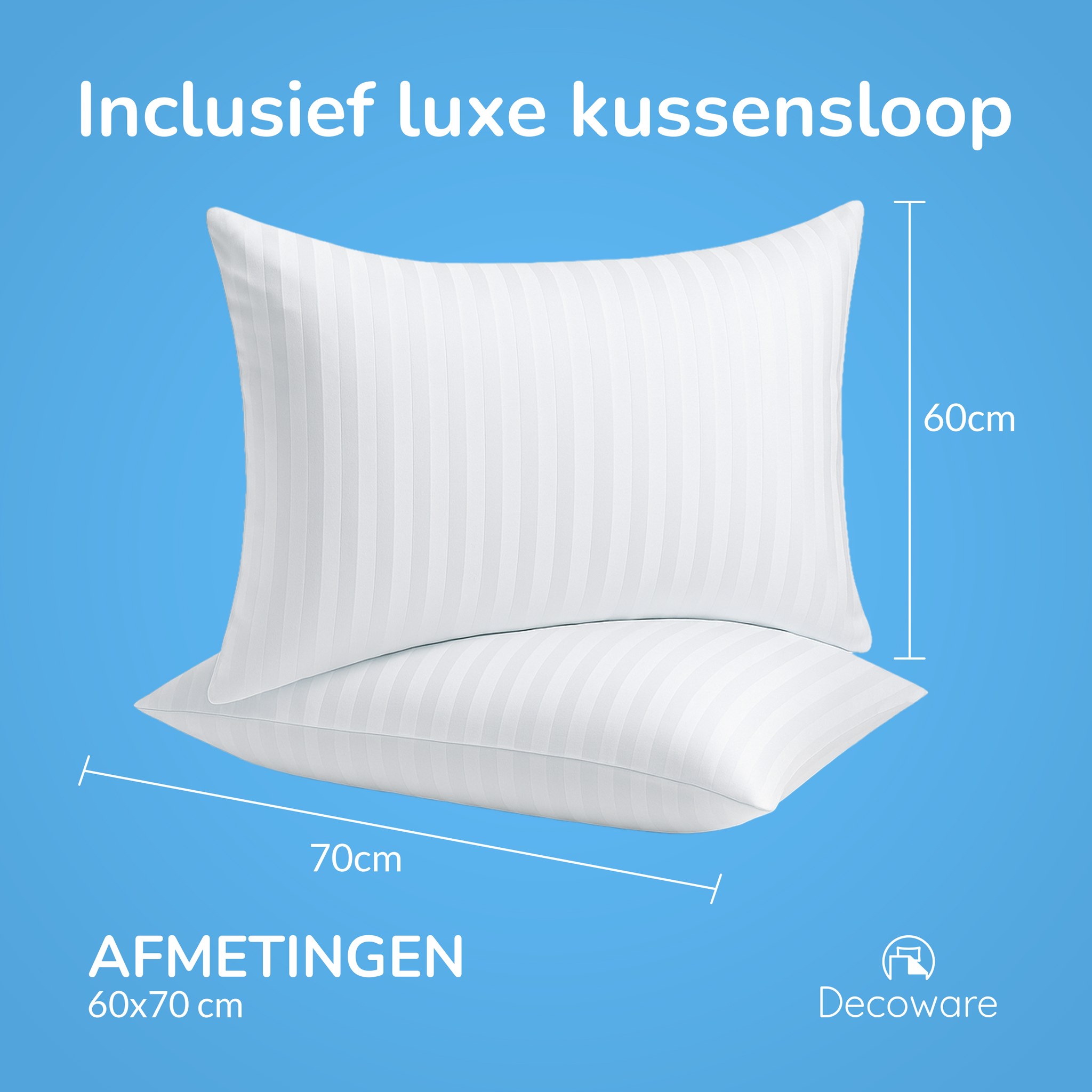 Decoware peuterbed dekbedovertrek Hotelstreep - Wit - katoen satijn - 120x150 + 60x70 cm