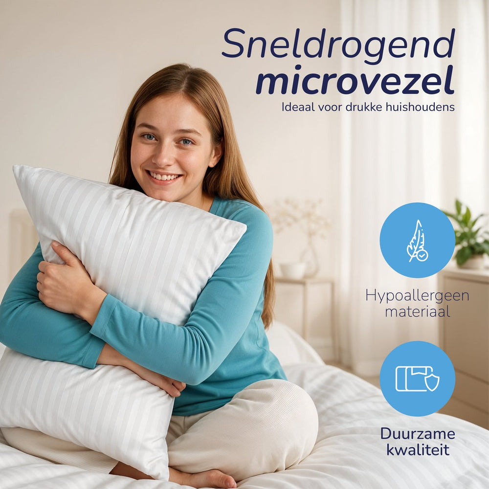 Decoware dekbedovertrek Hotelstreep wit - microvezel