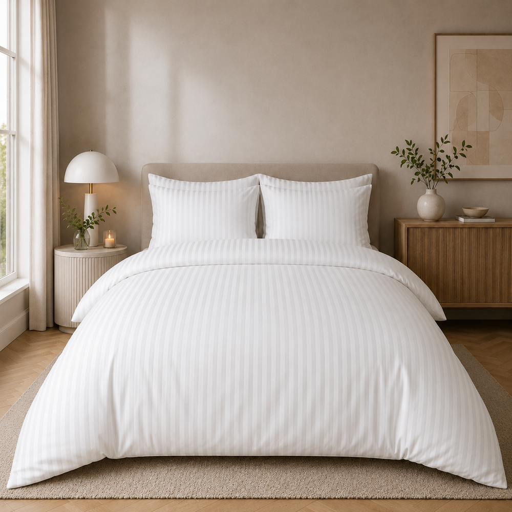 Decoware dekbedovertrek Hotelstreep wit - microvezel